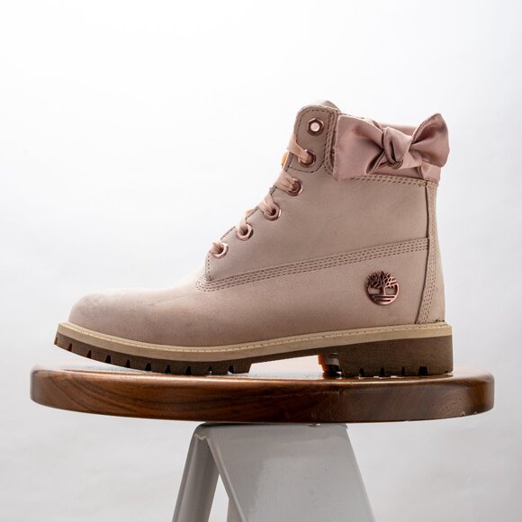 Timberland 6 Inch Premium Junior 'Light Pink Bow' Size 5 Girls - Picture 4 of 8